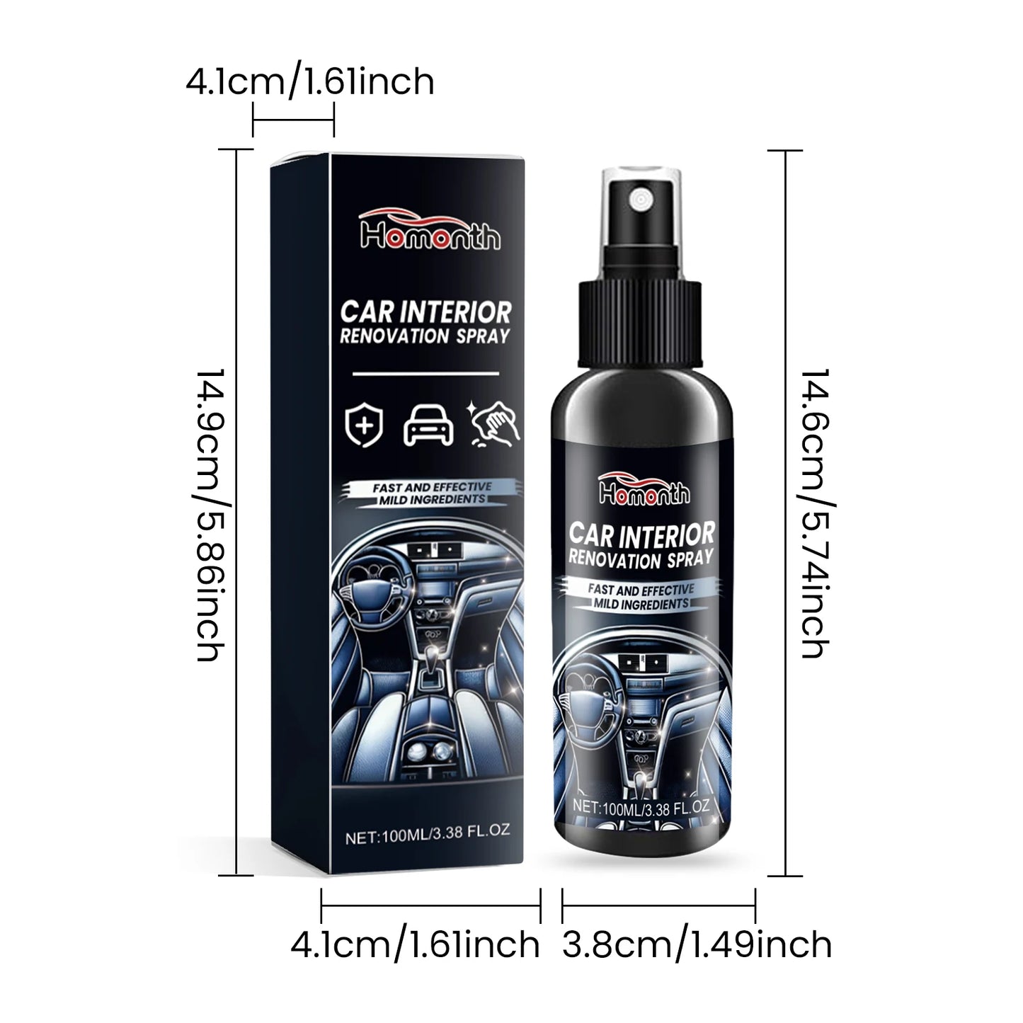 Auto Innenraum Auffrischungsspray 100ml - Sitze & Armaturenbrett Reinigung